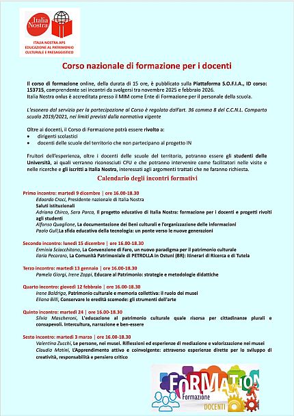corso di formazione docenti 2025-26